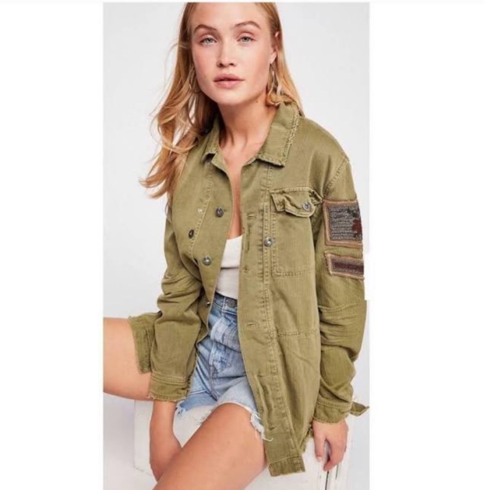 Free People Embellished Military Jacket